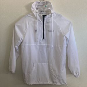 ASTRO White Half Zip Pullover Hooded Windbreaker Jacket Size L